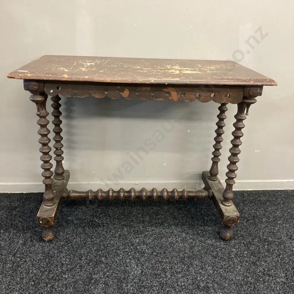 Antique Barley Twist Console Table, Turned Legs Joined By a Turned Central Stretcher. H72 W91 D45cm Image 1++